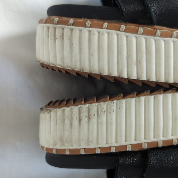 Joie Lyla Black Leather Platform Slide Sandals with Tortoise Buckle - Size 7.5 - Picture 6 of 12